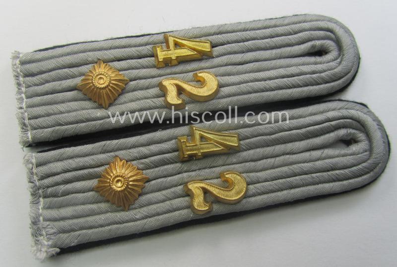 'Virtually mint- ie. unissued' pair of neatly 'cyphered', WH (Heeres) officers'-type shoulderboards: 'Oberleutnant der Pioniere u. Mitglied des Regimentsstabes 42'
