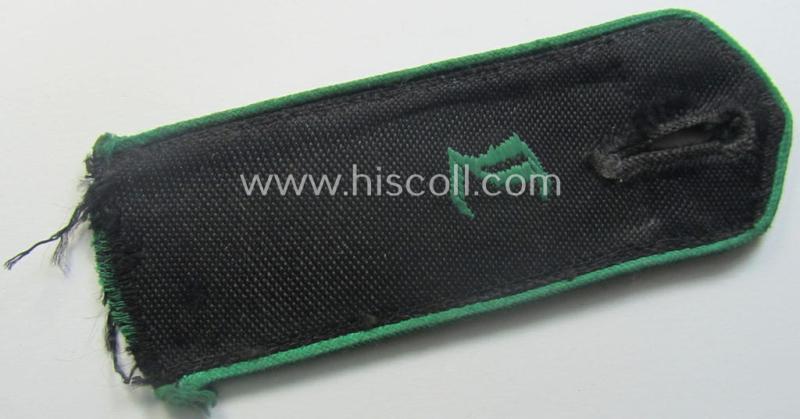 Single, typical bright-green-piped- and/or neatly 'cyphered' so-called: 'HJ-Landjahr'-shoulderstrap as was intended for usage by a: 'HJ-Junge' serving within the greater 'Landjahr'-movement