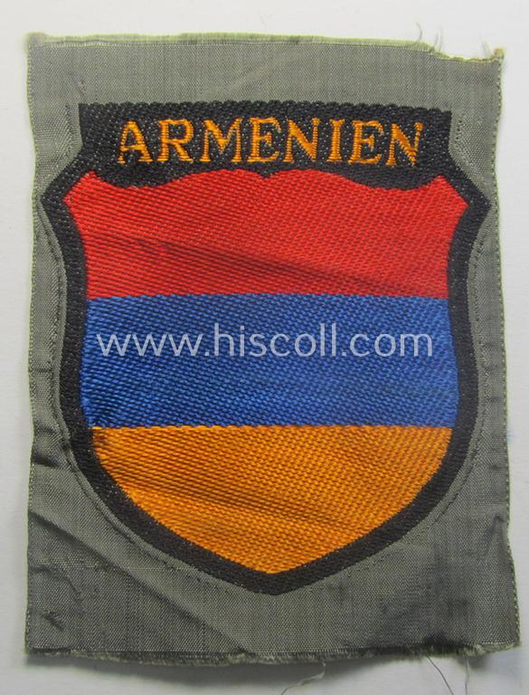 'BeVo'-type armshield entitled: 'Armenien' (being a 'virtually mint- ie. unissued' example as intended for a volunteer who served within the 'Deutsche Wehrmacht' ie. within the 'Armenisches Legion')