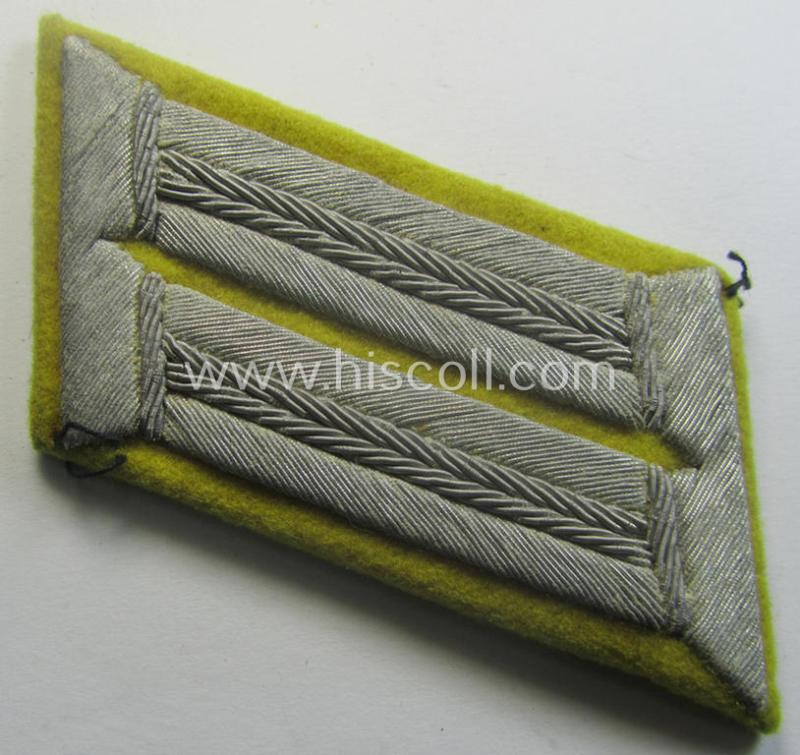 Pair of WH (Heeres) officers'-type, so-called: 'Waffenrock'- (ie. dress-) collar-tabs (ie. 'Kragenspiegel'): 'Offizier eines Nachrichten-Abts. o. Rgts.'