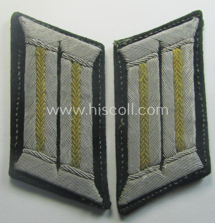 Pair of WH (Heeres) collar-tabs (ie. 'Kragenspiegel für Offiziere') as was piped in the bright-yellow-coloured branchcolour as was intended for usage by an: 'Offizier der Nachrichten-Trpn.'