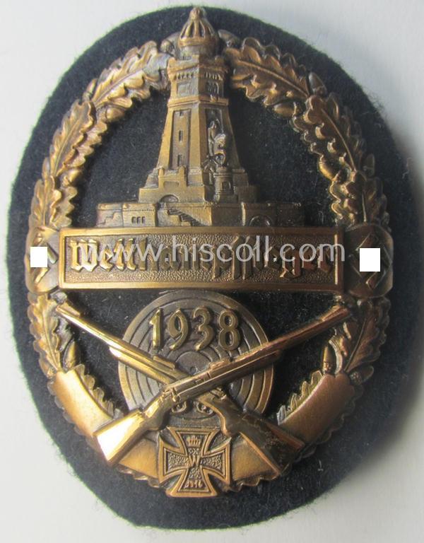 Bronze-toned (and I deem 'Cupal'-based!) 'Kyfhäuserbund Schiessauszeichnung' depicting the 'Kyfhäuser'-monument and text: 'Wettkampfsieger 1938'