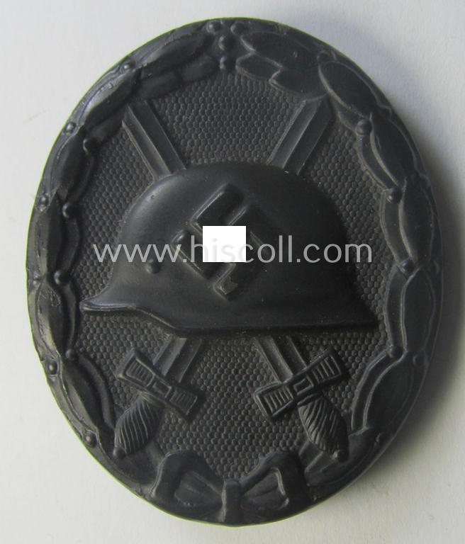 Moderately used- and/or worn black-class wound-badge (or: 'Verwundeten-Abzeichen in Schwarz') being a typical non-maker-marked example