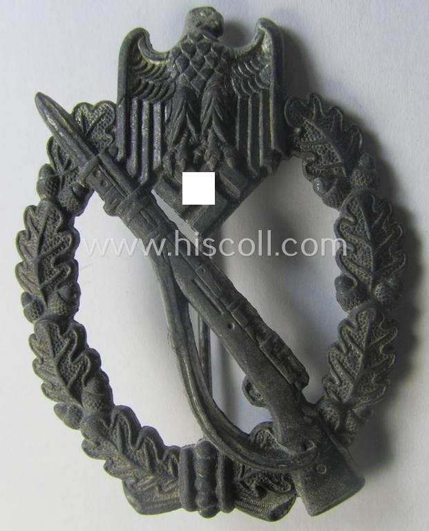 WH (Heeres- ie. Waffen-SS) 'Infanterie-Sturmabzeichen in Silber' (or: silver-class IAB) being a non-maker-marked example by the: 'Josef Bergs & Co.'-company and that comes as issued