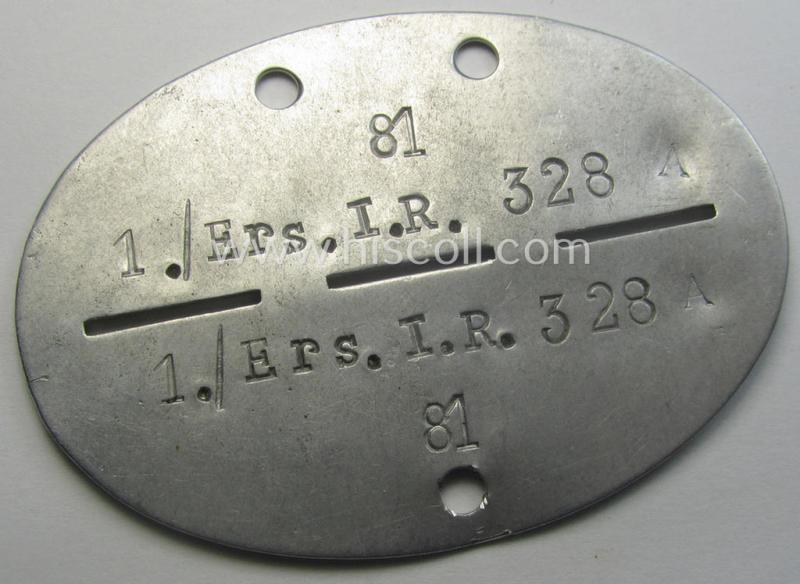 WH (Heeres) ie. 'Infanterie'-related ID-disc that shows the stamped designation: '1./Ers. I.R. 328'