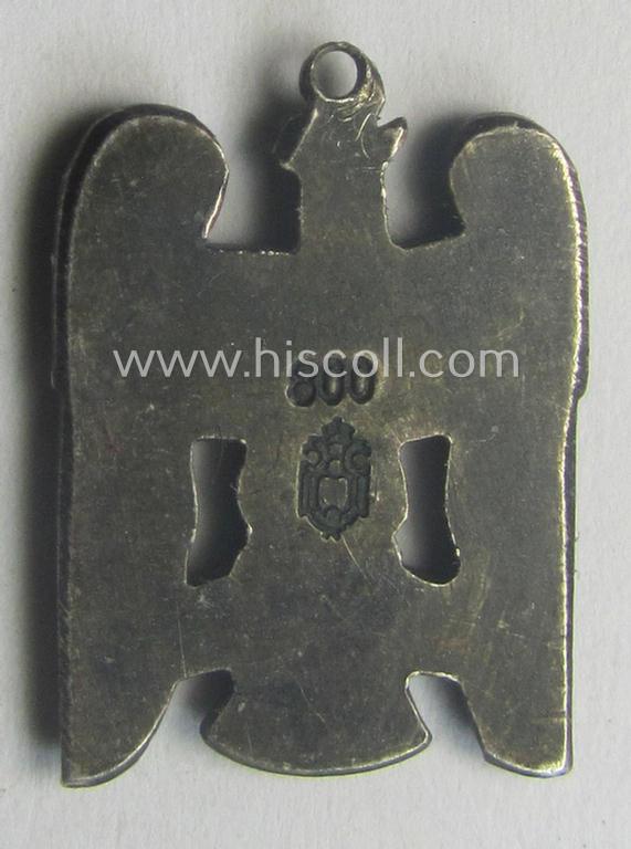 'Schlesisches Bewährungsabzeichen der II. Kl.' (or: 'Schlesischer Adler 2. Stufe') being a just moderately used example that comes mounted onto its full-length ribbon (ie. 'Bandabschnitt') and accompayning miniature as found