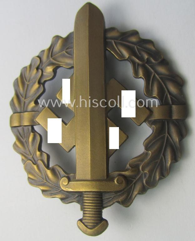 'Virtually mint- ie. unissued', early- (ie. pre-) war-period example of an: 'SA-Sportabzeichen in Bronze' being a detailed and/or neatly maker- (ie. 'Fechler - Bernsbach i. Sa.'-) marked example that is void of a bearers'-number