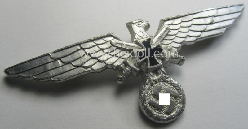 Bright-silver-toned, aluminium-based so-called: D.R.K.B. (or: 'Deutscher Reichskriegerbund' aka 'Kyffhäuserbund') enlisted-mens'- (ie. NCO-) type breast-eagle (showing a black-coloured- and neatly enameled iron cross-symbol)