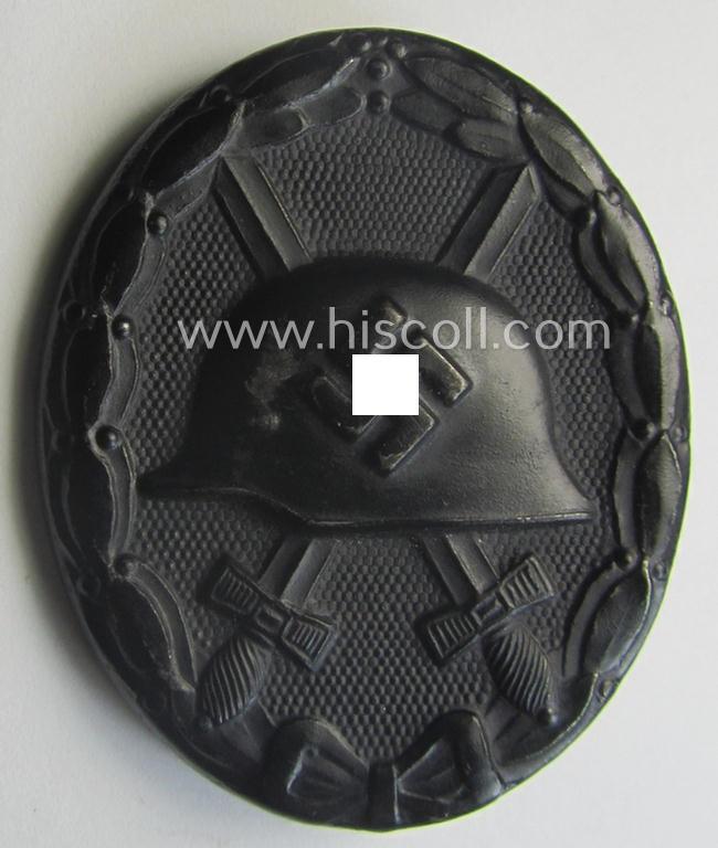 Moderately used- and/or worn black-class wound-badge (or: 'Verwundeten-Abzeichen in Schwarz') being a typical non-maker-marked example
