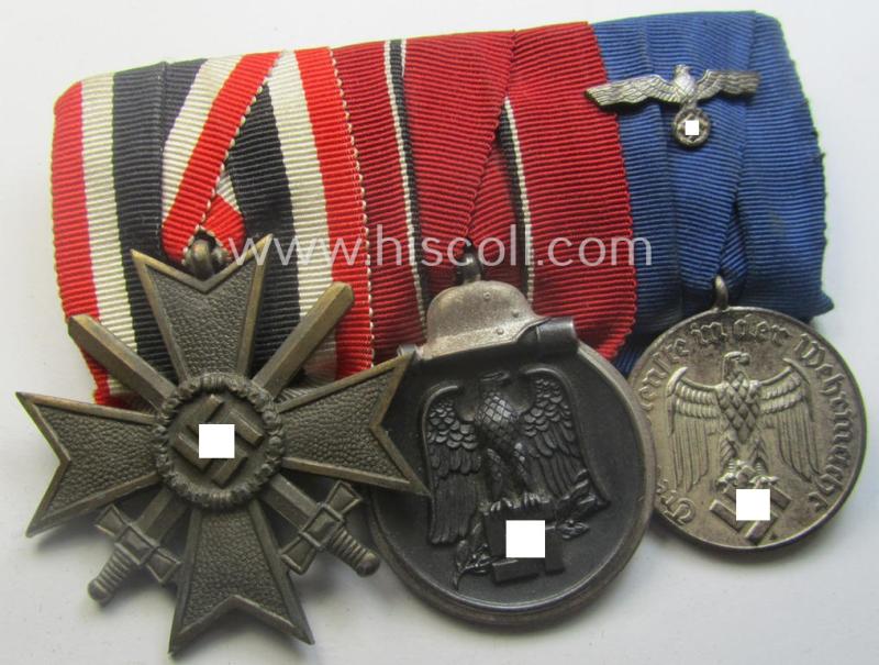 3-pieced WH (Heeres o. Kriegsmarine) medal-bar (ie.: 'Ordenspange')