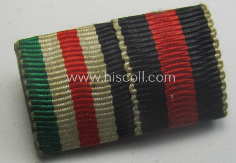 2-pieced ribbon-bar (ie. 'Band- o. Feldspange') showing resp. the ribbons for a: 'Deutsch-Italienische Feldzugsmedaille' and a: Czech 'Anschluss'-medal