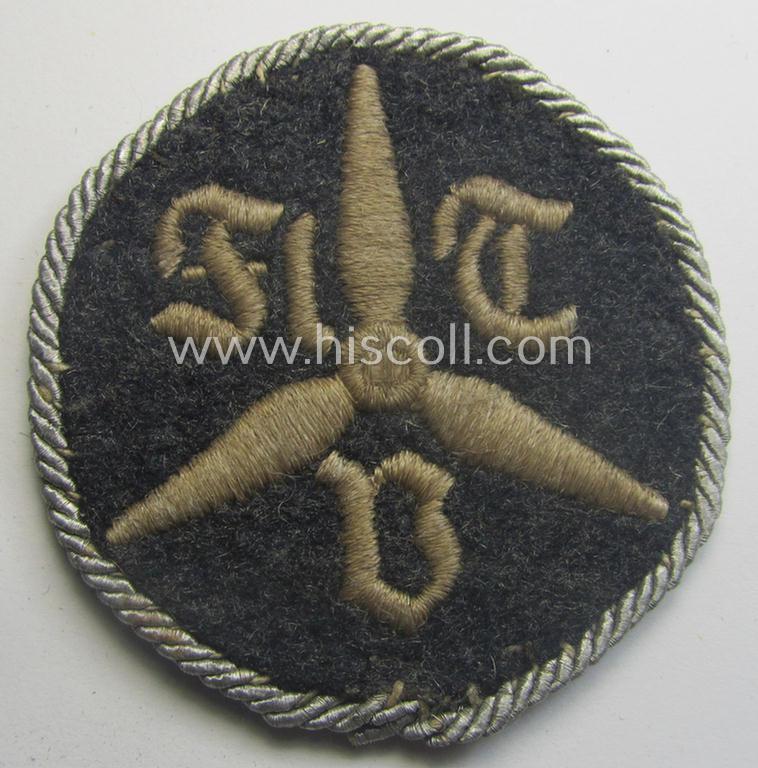 WH (Luftwaffe) machine-embroidered, trade- ie. special-career ie. proficiency patch as was specificallly intended for usage by: 'geprüfter ehemaligen Militärschuler' (ie. qualified former LW-students)