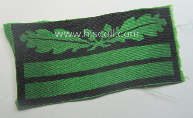 Moderately used - albeit regrettably single! - officers'-pattern, WH (Heeres o. Waffen-SS) rank-insignia-bar (for usage on the camouflaged-uniforms) as used by an officer holding the rank of: 'Oberleutnant' (ie.: 'SS-Obersturmführer')