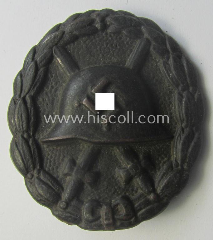 Early-pattern, black-class wound-badge (ie.: 'Verwundeten Abzeichen in Schwarz') being a detailed so-called: 'Spanish Civil-War'-version that comes in a moderately used- and/or worn, condition