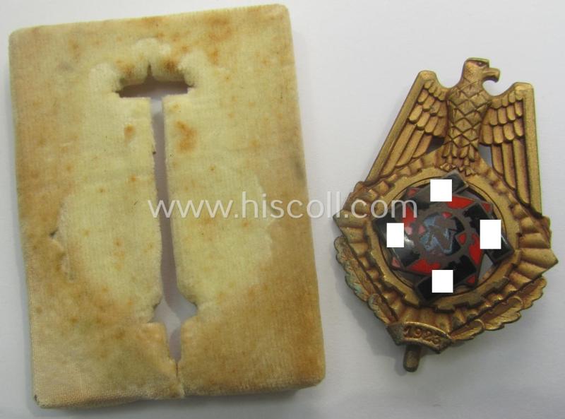 'Technische Nothilfe' (ie. 'TeNo') so-called: 'Ehrenzeichen mit Jahreszahl 1923') being a neat maker- (ie. 'Wilh. Fühner'-) marked and serial-numbered example that comes stored in its accompanying etui-inlay