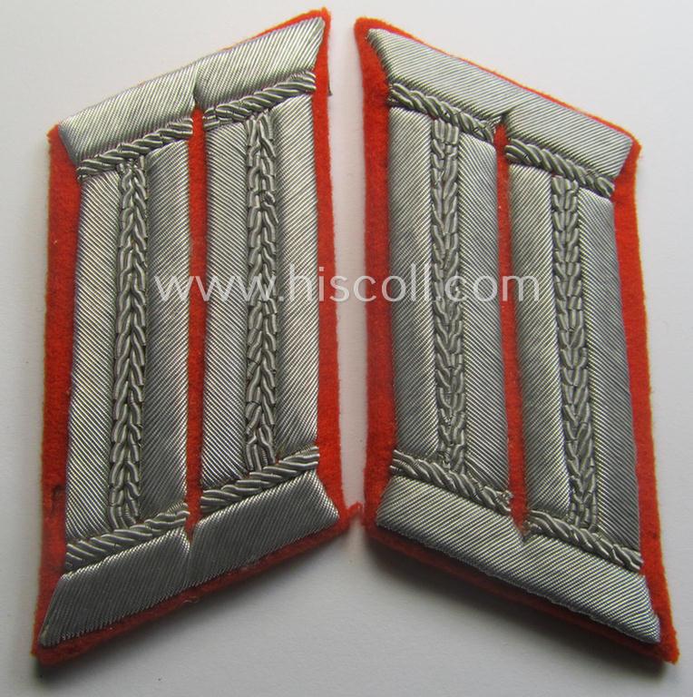Pair of WH (Heeres) officers'-type, so-called: 'Waffenrock'- (ie. dress-) collar-tabs (ie. 'Kragenspiegel') as was intended for an officer serving within an: 'Feldgendarmerie-Abts. o. Akademie'