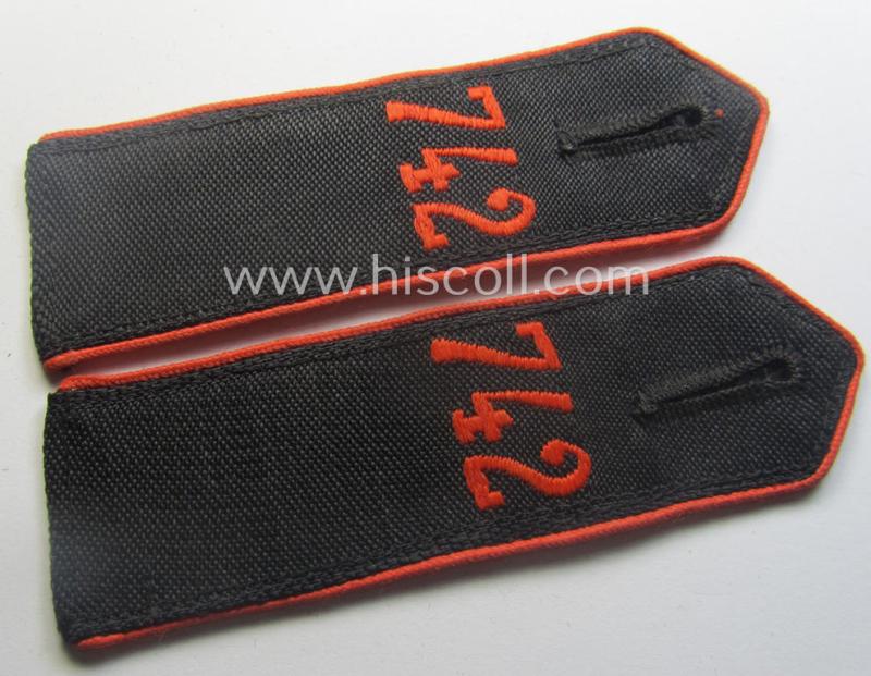 Pair of bright-red-piped, so-called: 'Allgemeine-HJ' (ie. Hitlerjugend) shoulderstraps as intended for usage by a: 'Hitlerjunge' who served within: 'Bann 742' (742 = 'Bann Rappoltsweiler')
