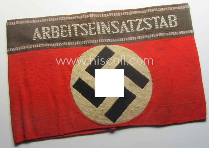 Superb - and actually extremely rarely encountered! - example of an officers’-type RAD- (ie. 'Reichsarbeitsdienst'-related-) armband (ie. 'Armbinde') entitled: 'Arbeitseinsatzstab'