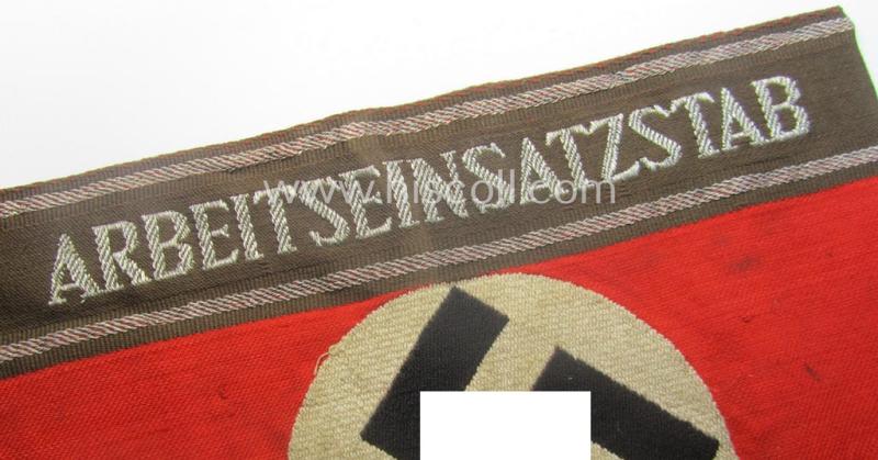 Superb - and actually extremely rarely encountered! - example of an officers’-type RAD- (ie. 'Reichsarbeitsdienst'-related-) armband (ie. 'Armbinde') entitled: 'Arbeitseinsatzstab'