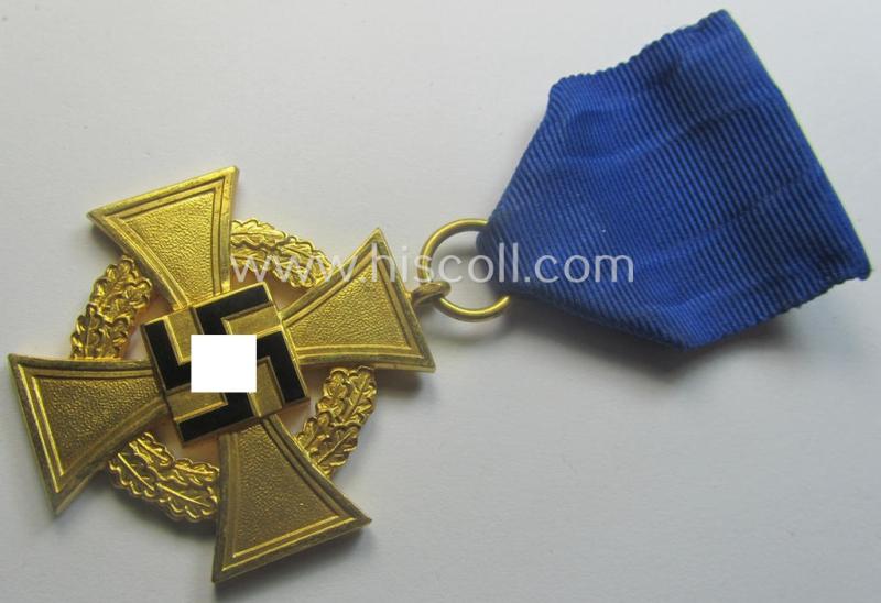 'Treuedienst Ehrenzeichen 1. Klasse' (or: golden-class, civil loyal-service-medal as was intended for 40 yrs. of loyal service) being a nicely preserved and non-marked specimen