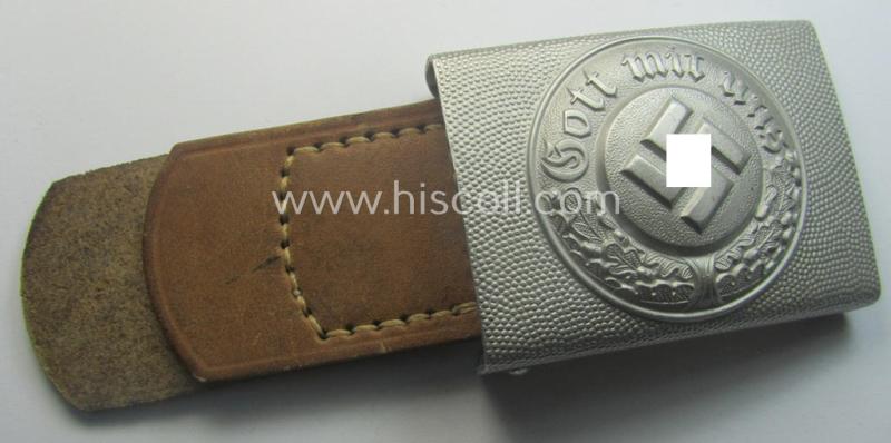 Police (ie. 'Polizei') aluminium-based belt-buckle (ie. 'Koppelschloss für Mannschaften u. Uffz. der Polizei') being a maker- (ie. 'G.G.L.'-) marked and/or '1938'-dated example that comes in a fully untouched, condition