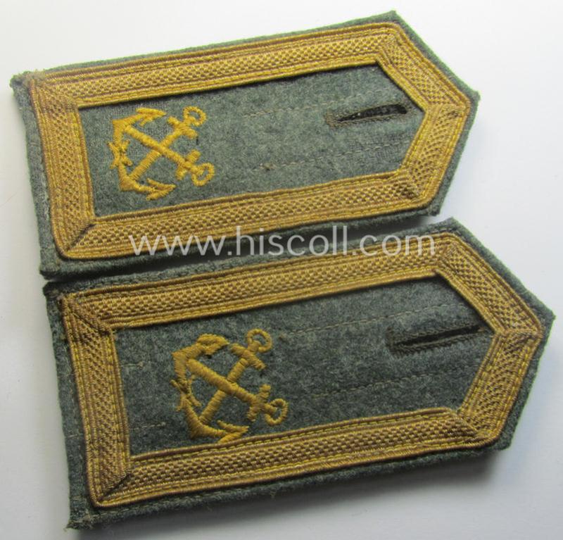 Fully matching pair of neatly 'cyphered'- (and I deem mid- ie. somewhat later-war-period!) WH (Kriegsmarine) NCO-type shoulderstraps as was intended for usage by an: 'Unterfeldwebel eines Küsten-Artillerie-Rgts.'