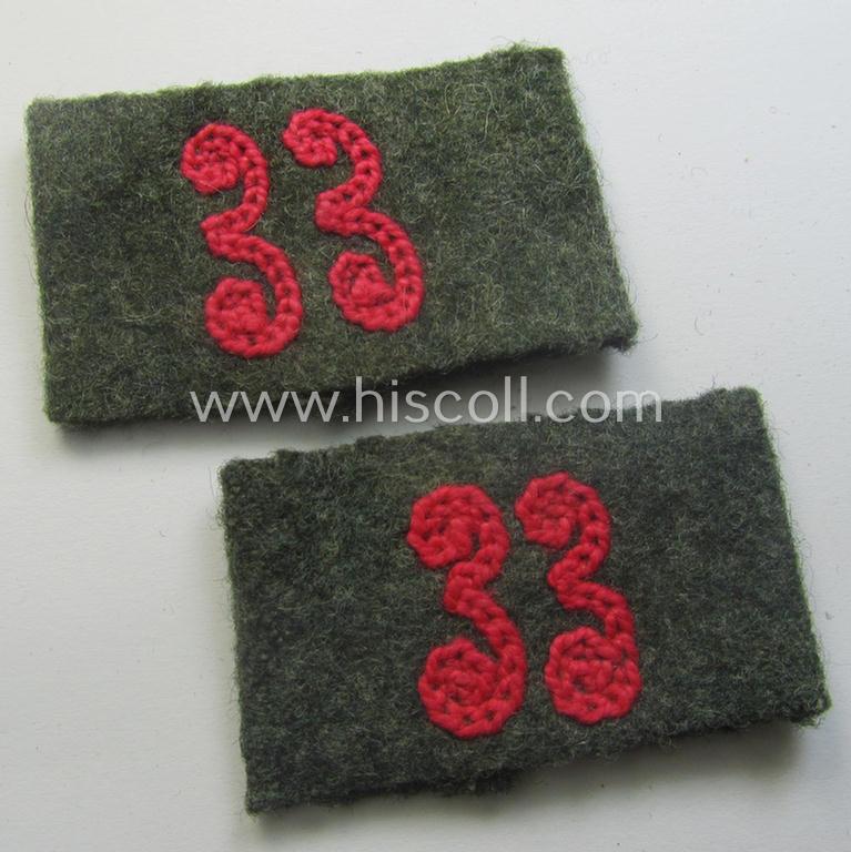 Pair of WH (Heeres) 'Panzer o. Panzerjäger'-related, 'Schulterstück-Überschuben': 'Soldat des Panzerabwehr-Abtlgs. 33'