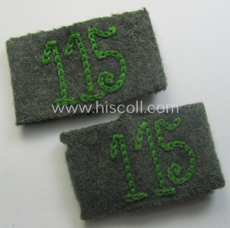 Pair of WH (Heeres) 'Grenadiere'-related, so-called: regimental shoulderstrap-'slip-ons' (ie. 'Schulterstück-Überschuben') as was intended for usage by a: 'Soldat des Grenadier-Rgts. 115'