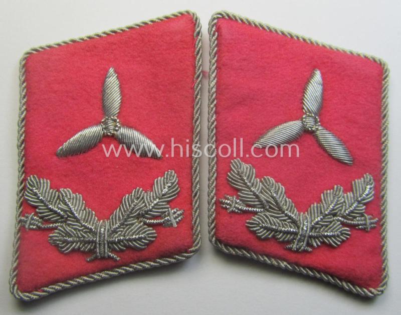 Fully matching - and actually scarcely encountered! - pair of WH (Luftwaffe) collar-tabs (ie. 'Kragenspiegel') as was intended for usage by a: 'Flieger-Oberingenieur' (being a rank similar to: 'Oberleutnant')