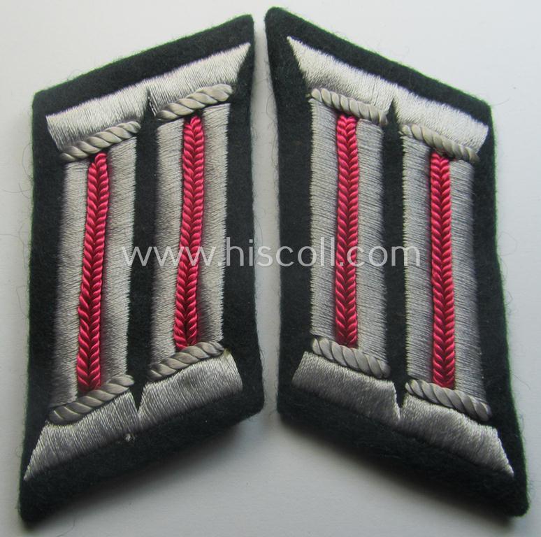 Pair of WH (Heeres) (later-war-pattern) officers'-type collar-tabs (ie. 'Kragenspiegel für Offiziere') as intended for an officer serving within the: 'Veterinär-Truppen o. Generalsstab'