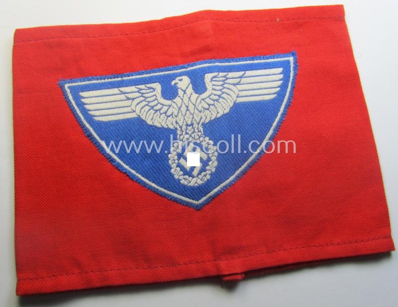 Never before seen armband (ie. 'Armbinde') as was (presumably) used by the various officials serving within the: 'Deutsche Reichspost' (showing a 'BeVo'-woven eagle-device aka: 'Zeesener Adler') being a 'virtually mint- ie. unissued' example