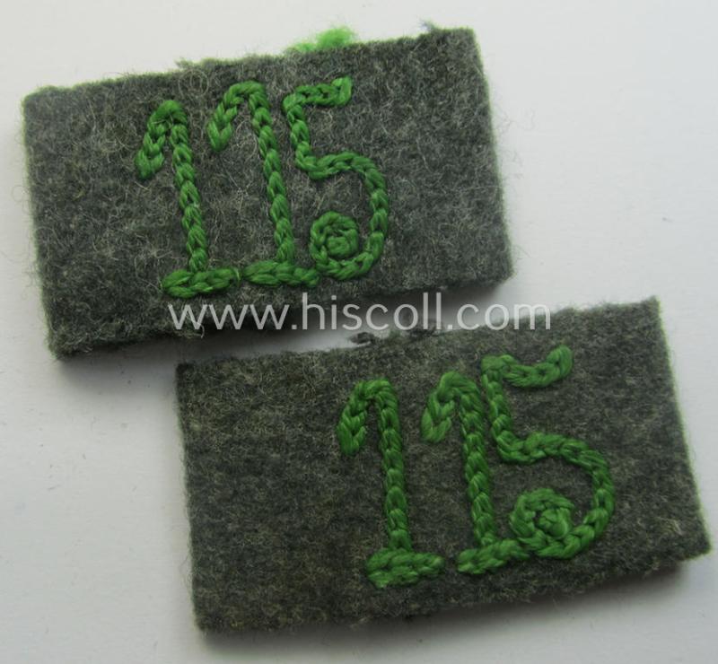 Pair of WH (Heeres) 'Grenadiere'-related, so-called: regimental shoulderstrap-'slip-ons' (ie. 'Schulterstück-Überschuben') as was intended for usage by a: 'Soldat des Grenadier-Rgts. 115'