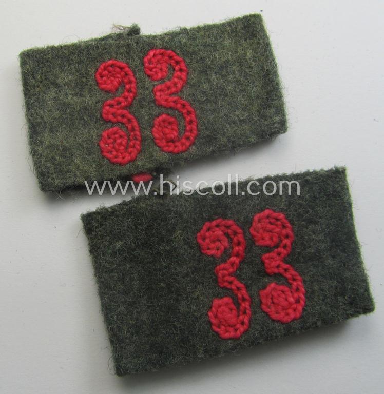 Pair of WH (Heeres) 'Panzer o. Panzerjäger'-related, 'Schulterstück-Überschuben': 'Soldat des Panzerabwehr-Abtlgs. 33'