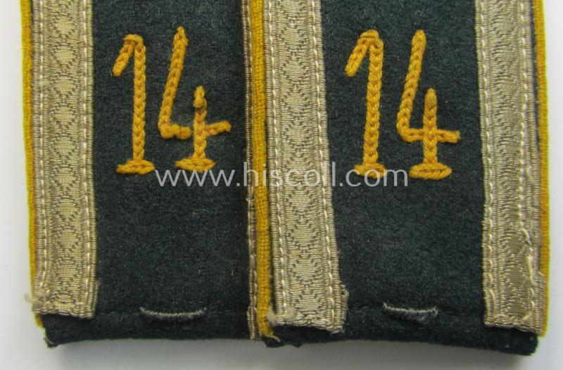 Pair of WH (Heeres) early-war-period- (ie. 'M36'- ie. 'M40'-pattern) neatly 'cyphered', NCO-type shoulderstraps as was intended for an: 'Unteroffizier des Kavallerie- o. Reiter-Rgts. 14'