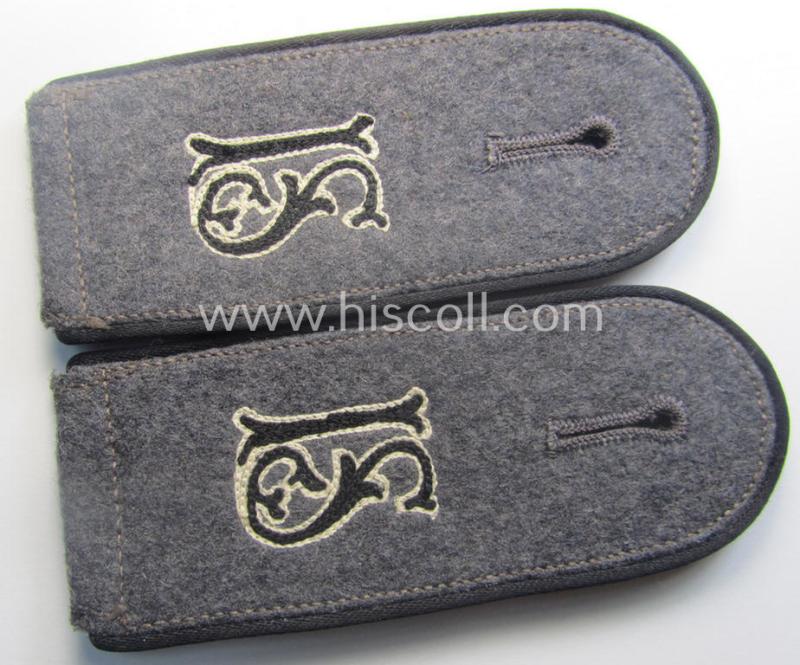 Pair of neatly 'cyphered' WH (Luftwaffe), enlisted-mens'-type shoulderstraps as was specifically intended for usage by a: 'Soldat eines Luftschütz-Abtlgs. (mot)'