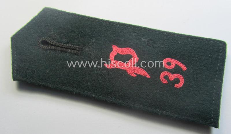 Single, early-period (ie. 'M36- o. M40'-pattern and pointed-styled) WH (Heeres) 'cyphered', EM-type shoulderstrap as was intended for a: 'Soldat u. Mitglied des Panzerjäger-Regiments 39'