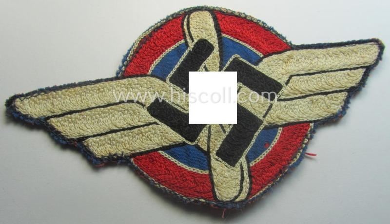 HJ (ie. 'Hitlerjugend') pre-war- (ie. after 1938-) so-called: 'Sporthemd-Abzeichen' that was intended for usage by a member who served within the so-called: 'Luftsportscharen'