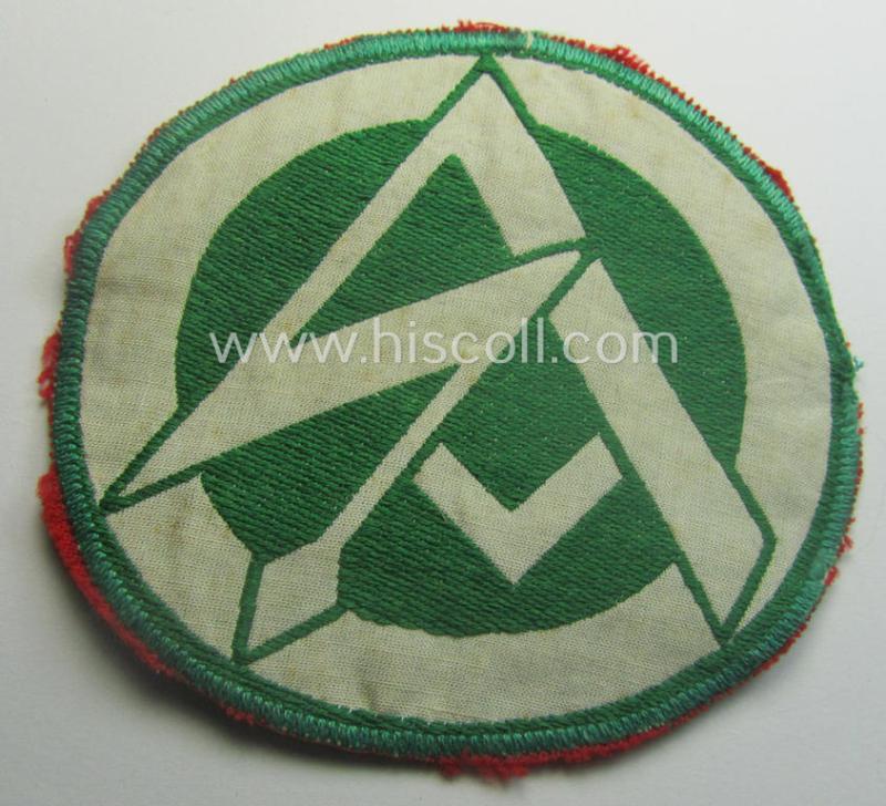 Unusual, bright-green-coloured: SA- (or: 'Sturmabteilungen') sports-shirt- (or: armband-) patch being a nicely 'BeVo'-woven- (and carefully 'cut-out'!) example