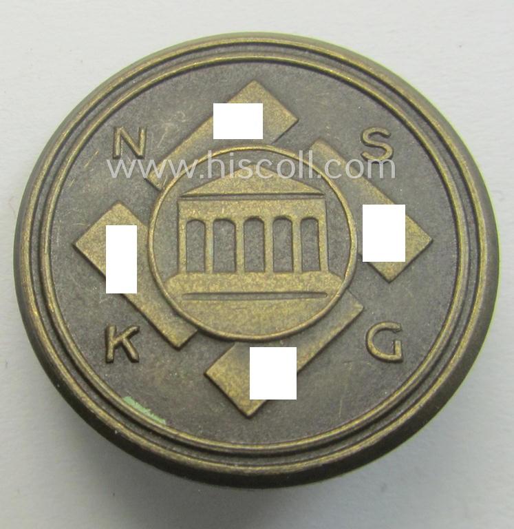 Membership-lapel-pin (ie. 'Mitgliedsabzeichen') as was intended to signify membership within the: 'Nationalsozialistische Kulturgemeinde' (or: N.S.K.G.) being a maker- (ie. 'Carl Poellath - Schrobenhausen') marked example
