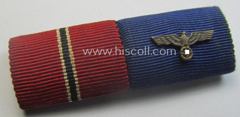 2-pieced, WWII-period ribbon-bar (ie. 'Feld- o. Bandspange') as was intended for the combination: 'Medaille Winterschlacht im Osten 1941-42' and a: 'WH-DA der 4. Kl.'