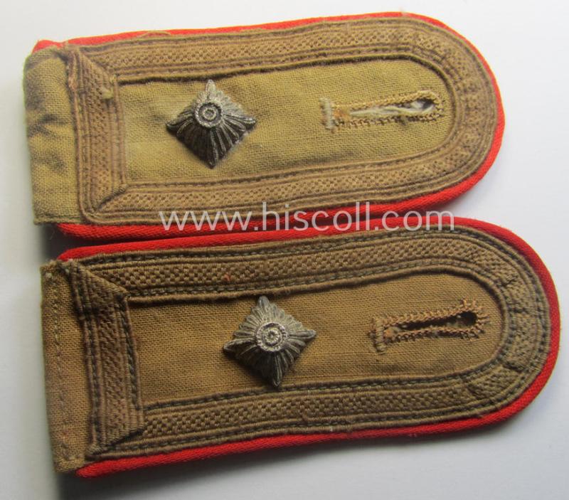 Pair of WH (Luftwaffe) 'tropical-styled', NCO-type shoulderstraps (as was specifically intended for usage onto the tropical-shirts ie. tunics) as was intended for a: 'Feldwebel. o. Wachtmeister der Flak-Art.-Trpn.'