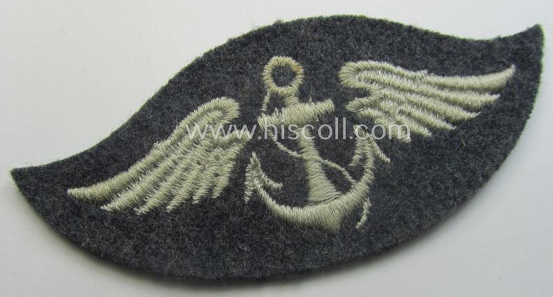 Machine-embroidered WH (Luftwaffe) trade- ie. special-career-patch as was specifically intended for: 'Seemännisches militärisches Bootspersonal'