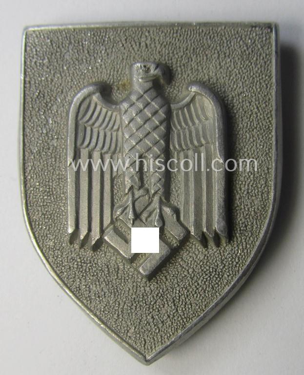 Detailed, aluminium-based plaque ie. shield (being of the first pattern) as was intended for usage on the: WH (Heeres) 'Schützenschnure' (or shooting- ie. marksmanship-lanyards)