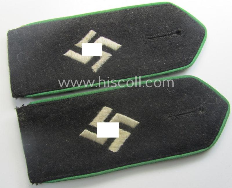 Pair of EM- (ie. NCO-) type 'Sicherheitsdienst'- (ie. 'SD'-) related shoulderstraps: 'Schützmannschaften' (ie. 'Schuma')
