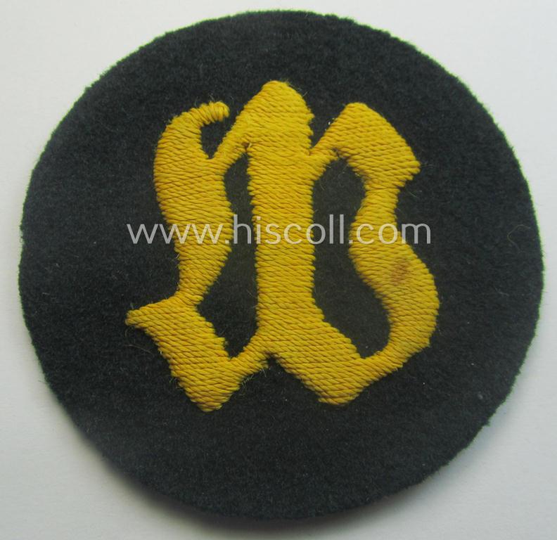 WH (Heeres) hand-embroidered trade- and/or special-career arm-insignia: 'Wallmeister' (or: fortification-construction NCO)