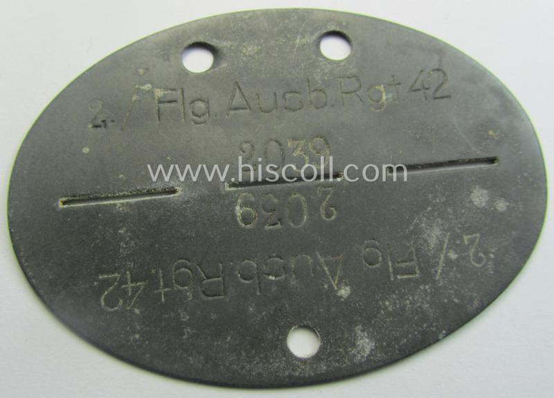 WH (Luftwaffe) 'Flieger-Ausbildung'- (ie. pilot-trainings'-) related ID-disc (ie. 'Erkennungsmarke'): '4. Flg.Ausb.Rgt. 42'