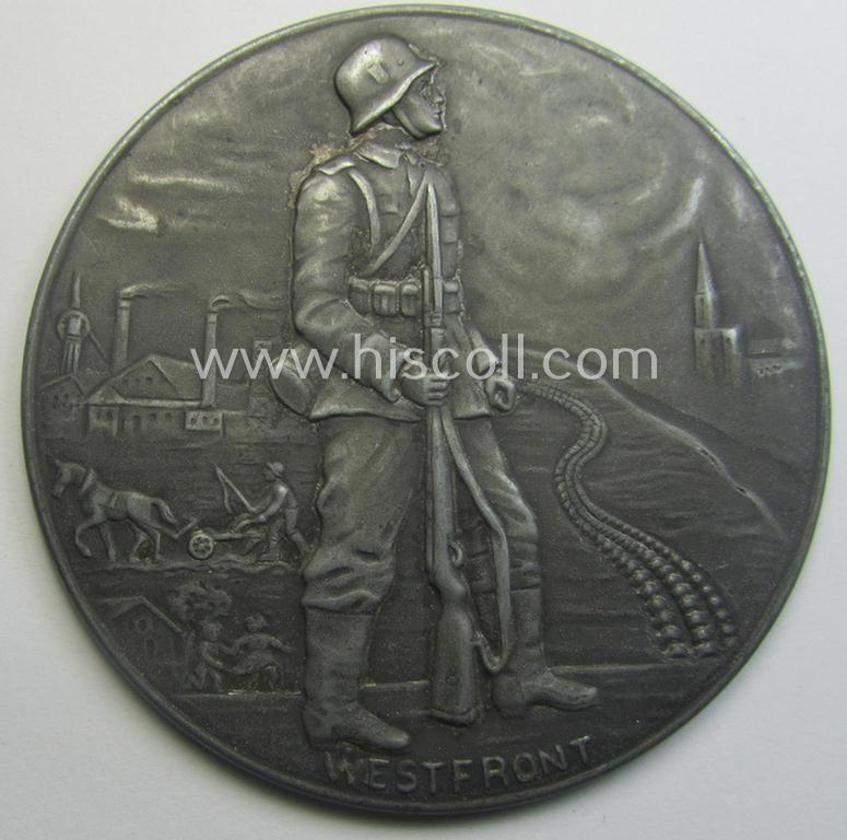 Interesting, WWII-period 'souvenir-item' (ie. hand-held mirror or: 'Spiegel') showing an illustration of a uniformed soldier coupled with the text: 'Westfront'