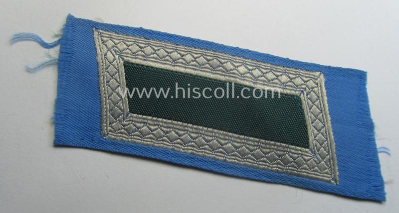 Regrettably single, (entirely!) 'BeVo'-woven, NCO-pattern 'Ostvölker'-collar-tab as intended for a: 'Turkistanian'-volunteer within the 'Deutsche Wehrmacht' (ie. 'Zugführer' within the: 'Turkistanianisches Legion')