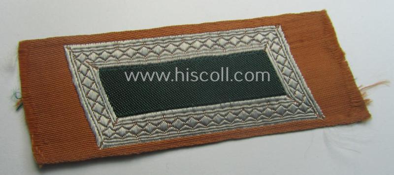 Regrettably single, (entirely!) 'BeVo'-woven, NCO-pattern 'Ostvölker'-collar-tab as intended for a: 'Nord-Kaukasischer'-volunteer within the 'Deutsche Wehrmacht' (ie. 'Zugführer' within the: 'Nord-Kaukasischer Legion')