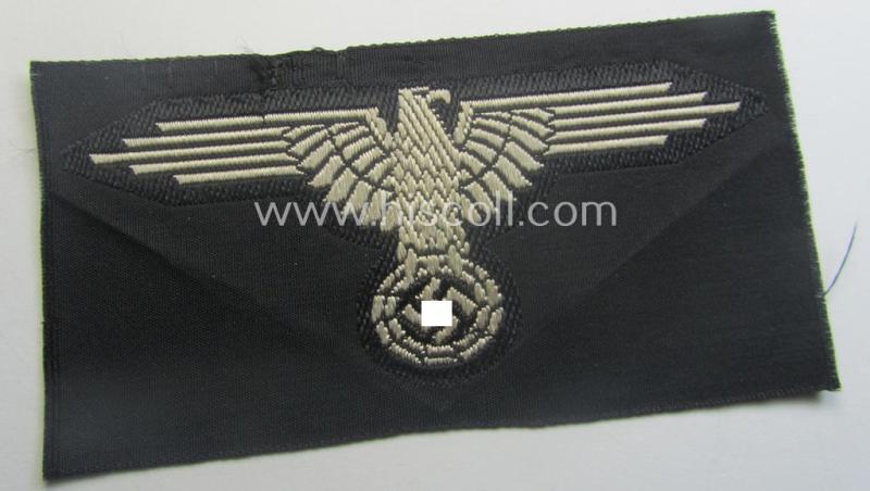 Mid- (ie. later-war-) pattern, 'SS' (ie. 'Waffen-SS') so-called: 'BeVo-weave-style', enlisted-mens'- ie. NCO-pattern arm-eagle (ie. 'Ärmeladler für Mannschaften u. Unterführer') as was intended for usage by the various Waffen-SS-troops